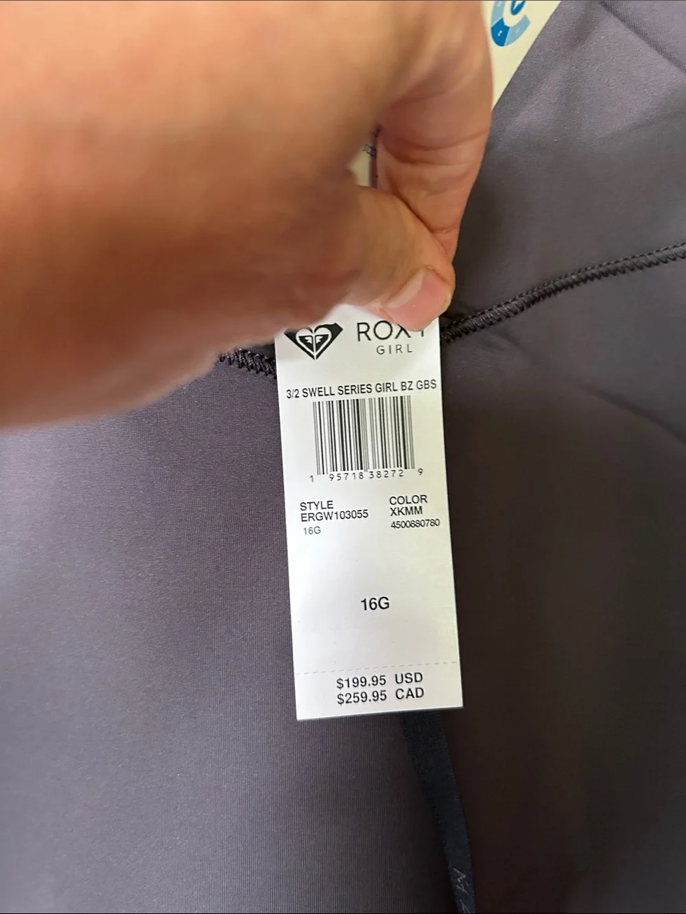 Roxy 3/2mm Swell Series BACK Zip Wetsuit GREY VIOLET PURPLE Size 16 girls New